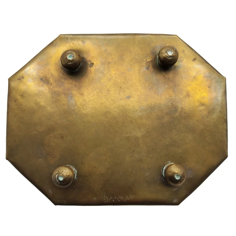 Brass Box Pierced Metal Cricket Cage Hexagon Trinket India Ethnic Boho‎ Storage